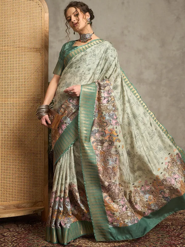Light green bhagalpuri silk saree for women
