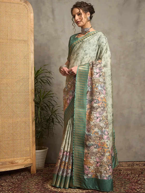 Light green bhagalpuri silk saree for women