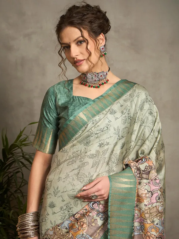 Light green bhagalpuri silk saree for women