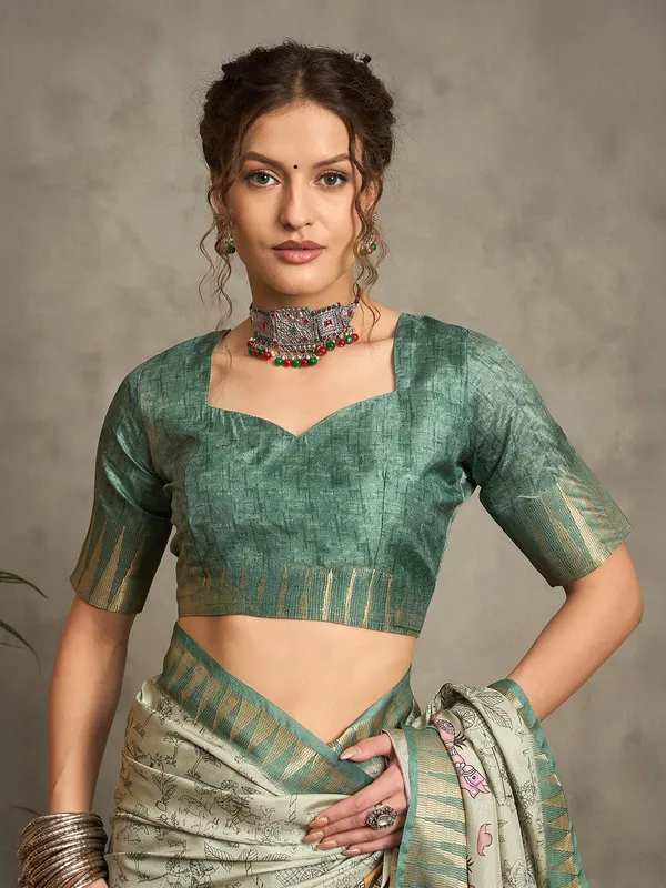 Light green bhagalpuri silk saree for women