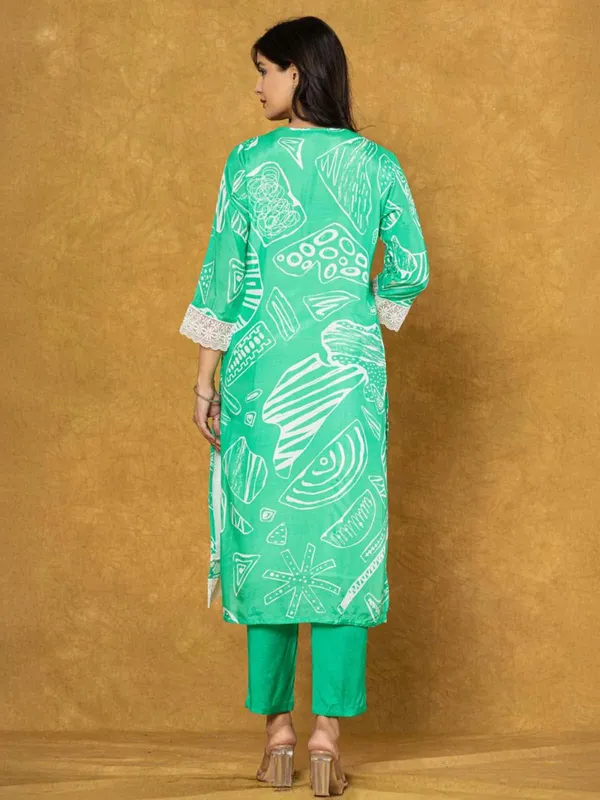 Light green cotton silk kurti set for women