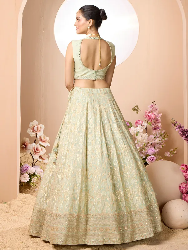 Light green festive wear lehenga choli for women