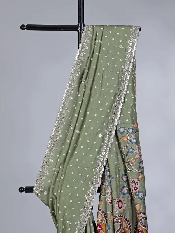 Light green gaji silk festival wear saree