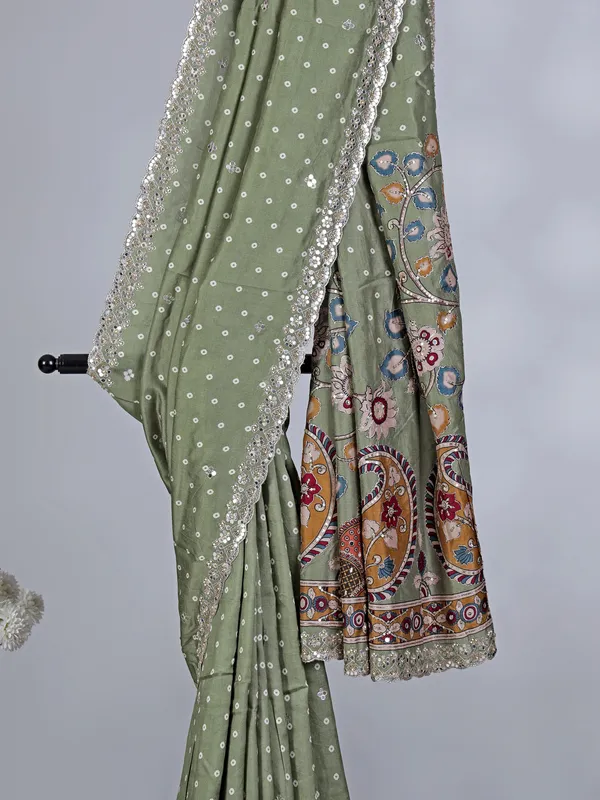 Light green gaji silk festival wear saree