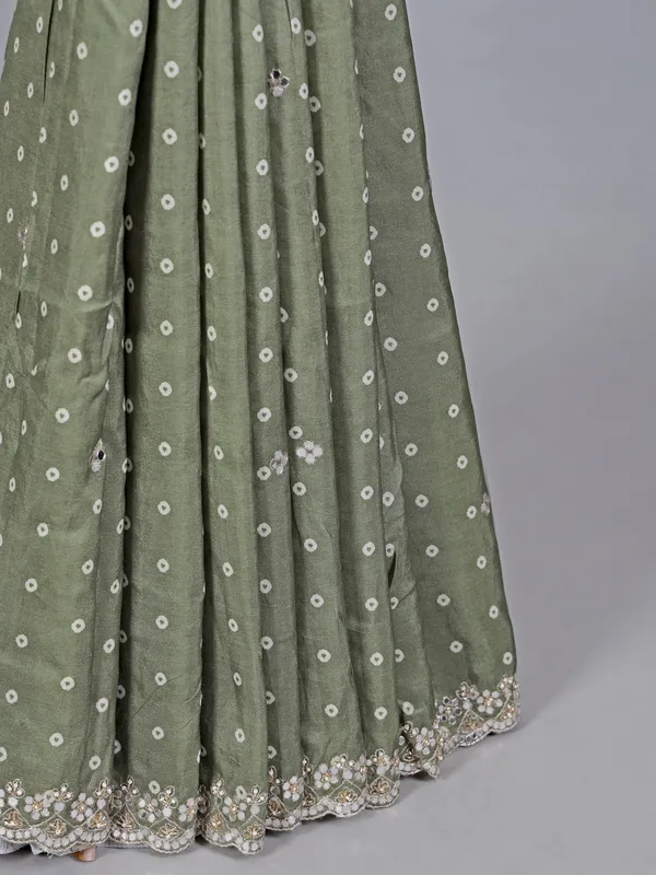 Light green gaji silk festival wear saree