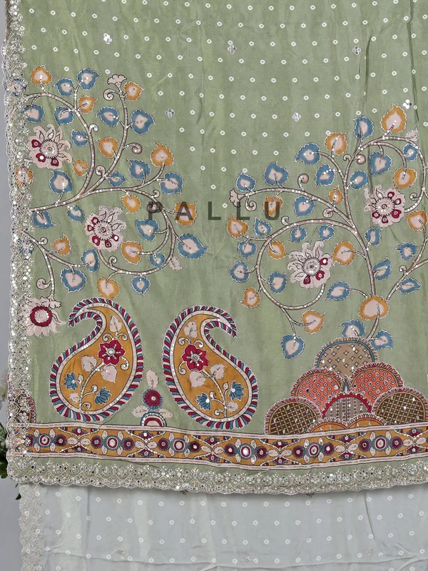 Light green gaji silk festival wear saree