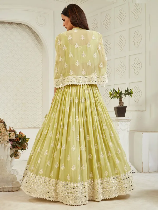Light green georgette lehenga choli with jacket style