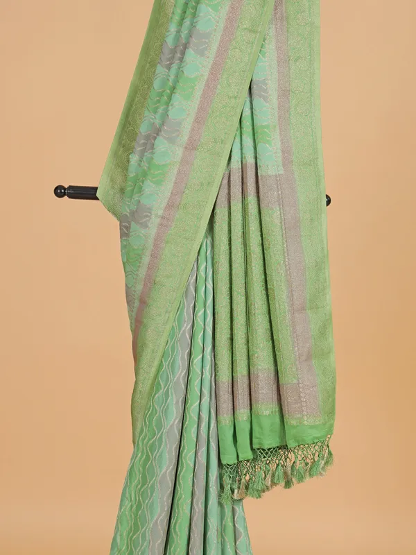 Light green georgette saree with zari weaving