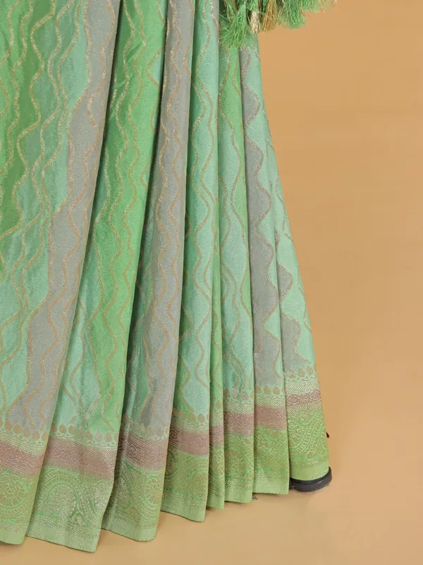 Light green georgette saree with zari weaving