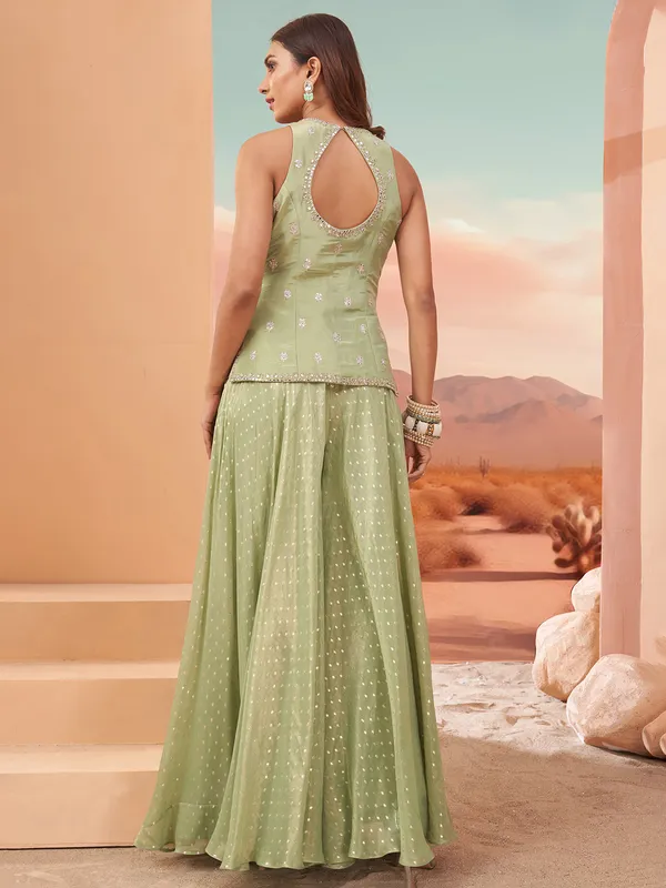 Light green gorgeous silk palazzo salwar suit