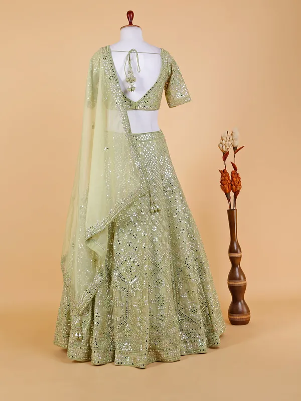 Light green organza lehenga choli