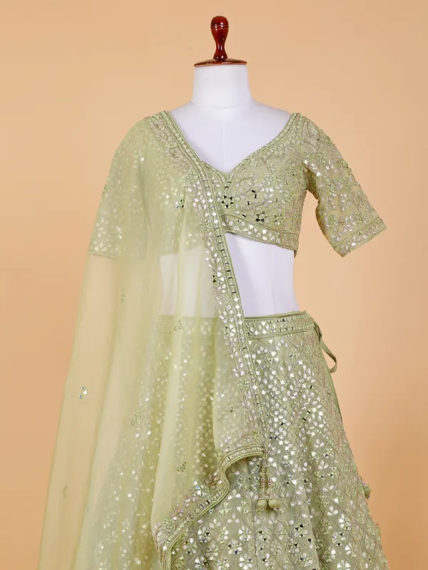 Light green organza lehenga choli