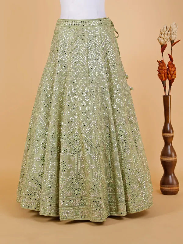 Light green organza lehenga choli