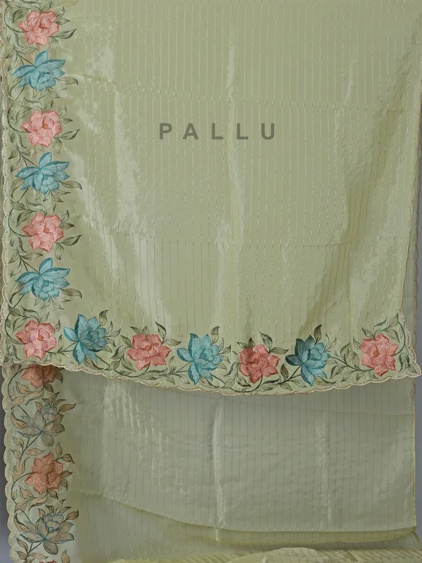 Light green organza saree for women