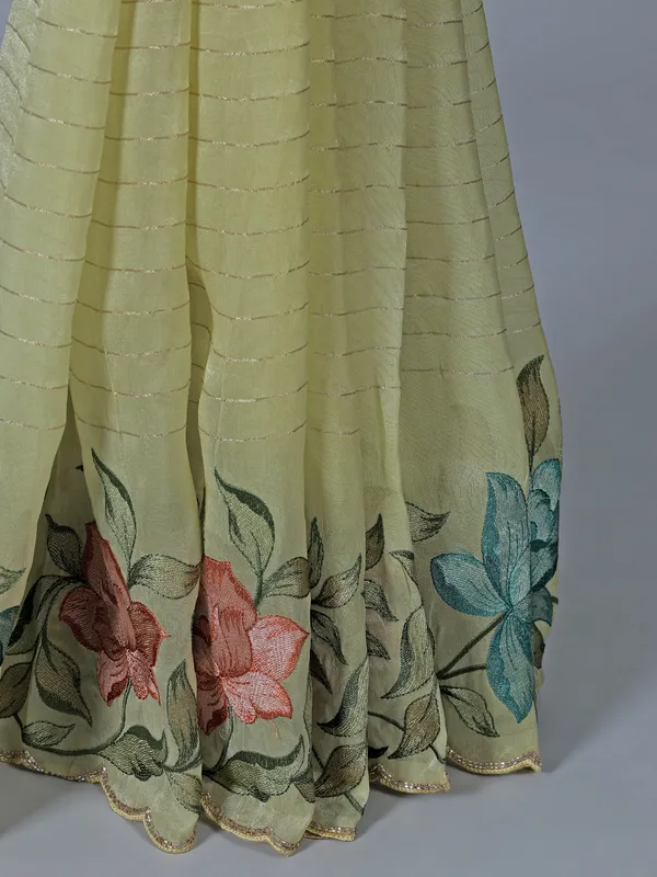 Light green organza saree for women