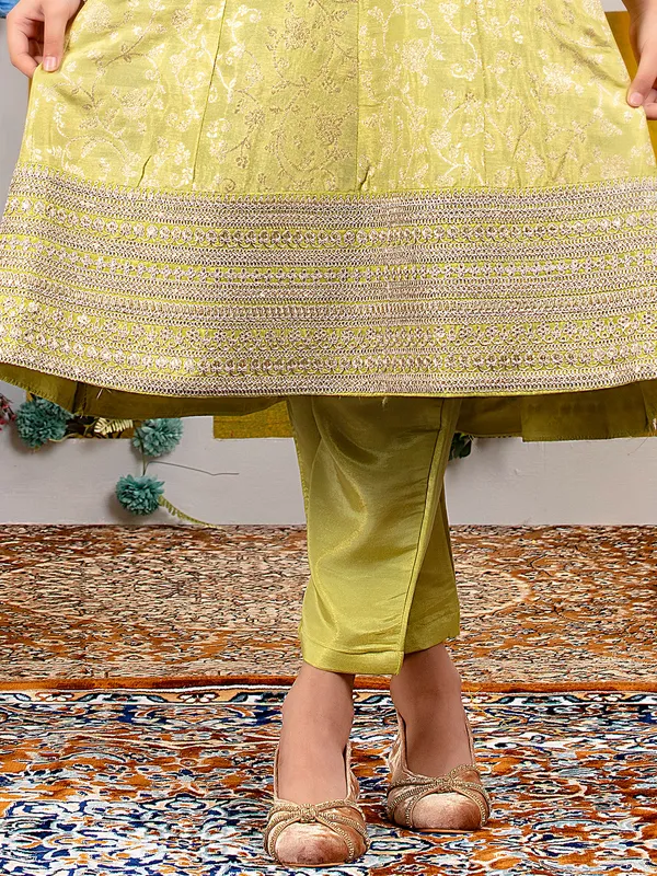 Light green pakistani style silk salwar suit