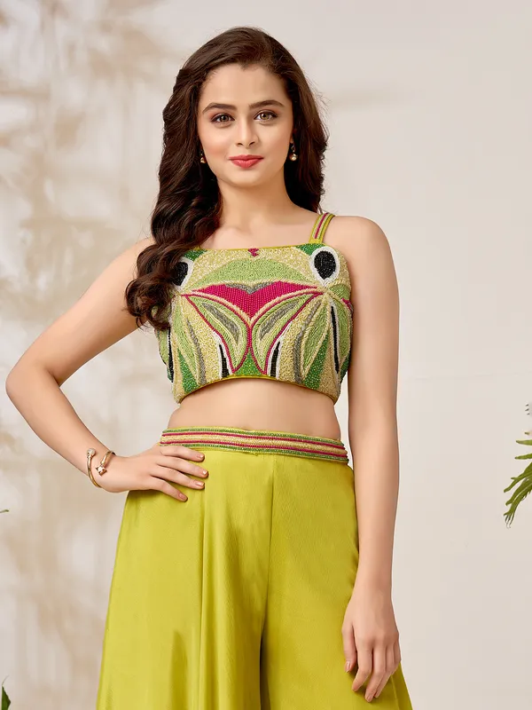 Light green palazzo suit for festive wear