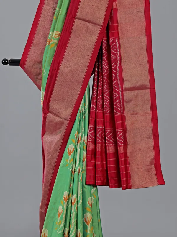 Light green patola silk saree for wedding festive