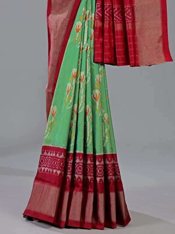 Light green patola silk saree for wedding festive