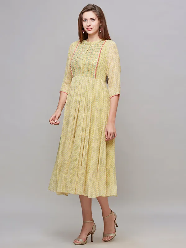 Light green printed cotton casual kurti