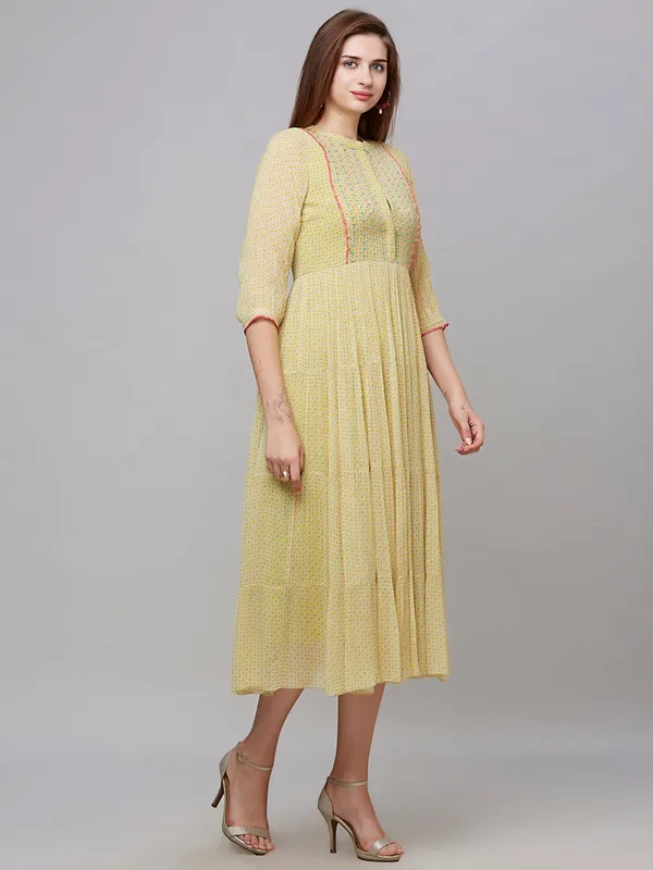 Light green printed cotton casual kurti