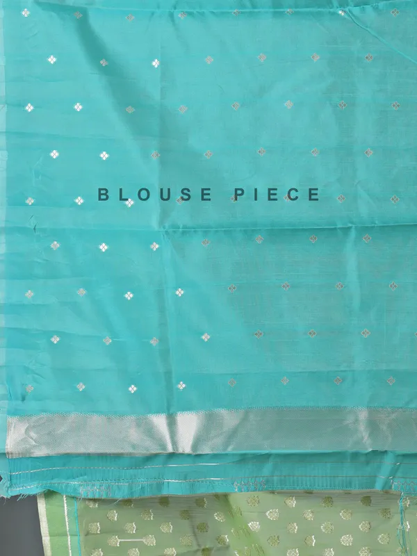 Light green semi cotton silk saree