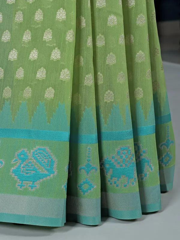 Light green semi cotton silk saree