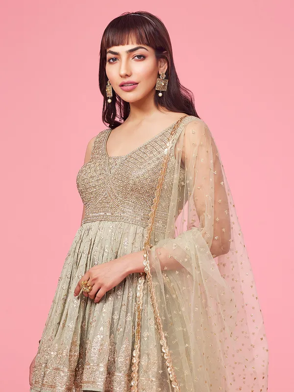 Light green sharara set for a wedding