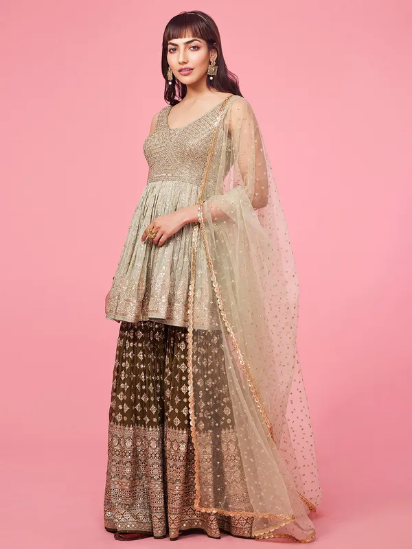 Light green sharara set for a wedding