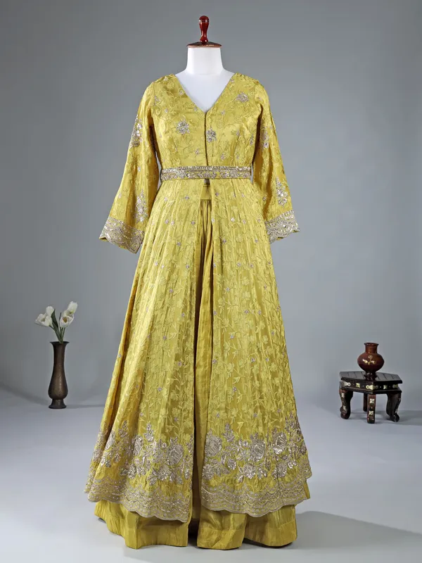Light green silk lehenga suit with dupatta