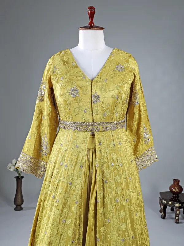 Light green silk lehenga suit with dupatta