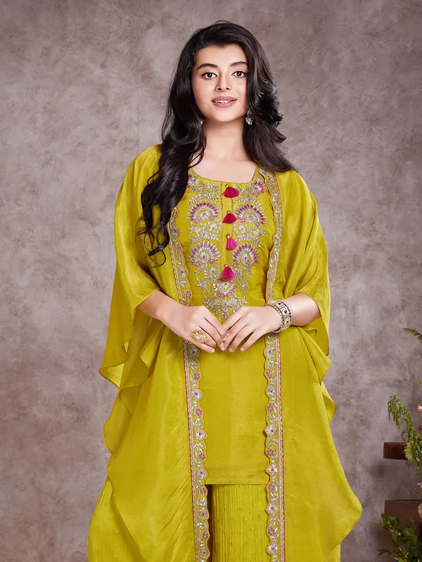 Light green silk palazzo salawar suit