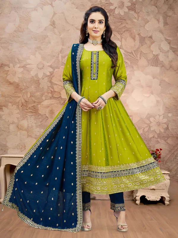 Light green silk salwar suit with dupatta