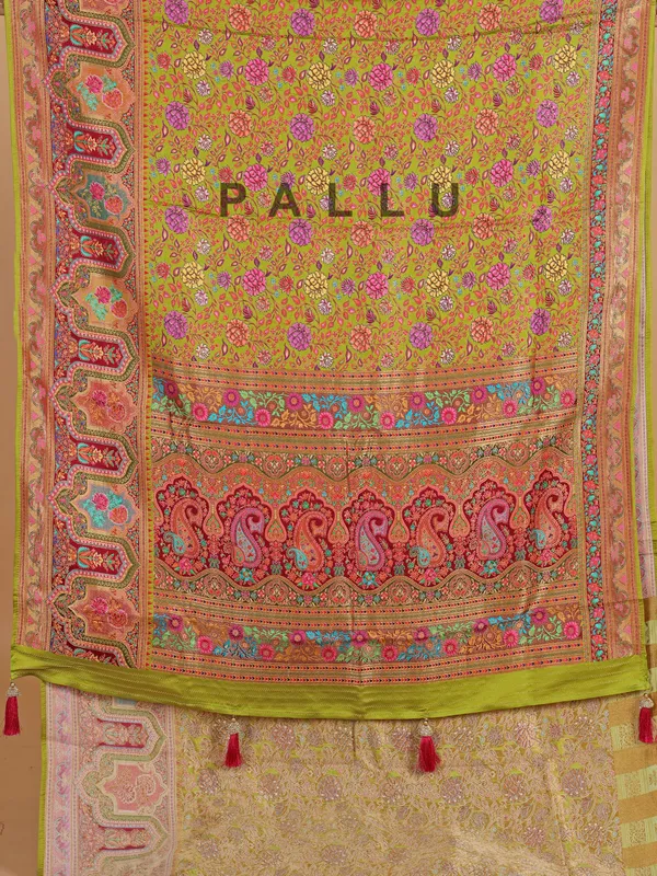 Light green silk saree with zari weaving