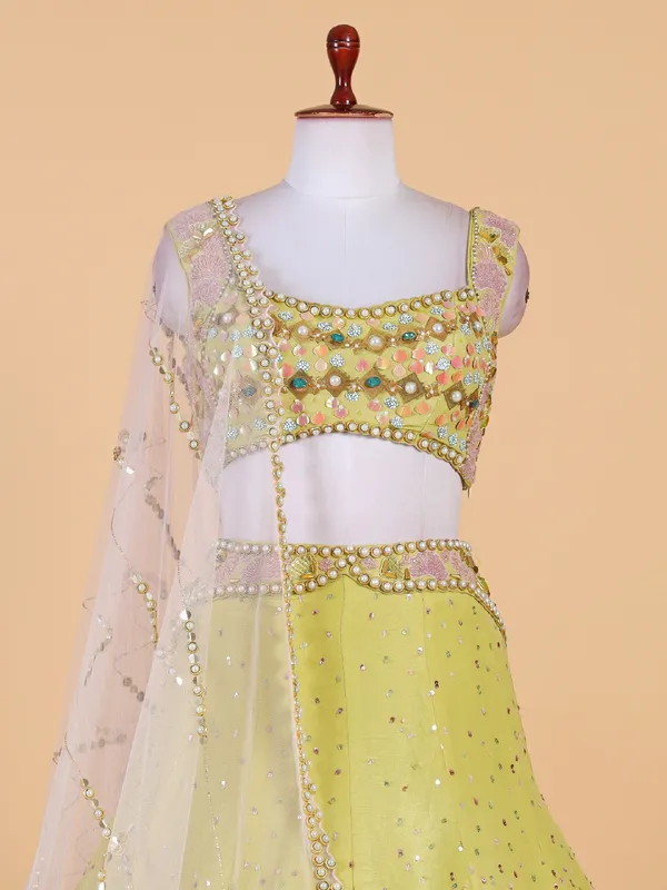 Light green silk wedding lehenga choli