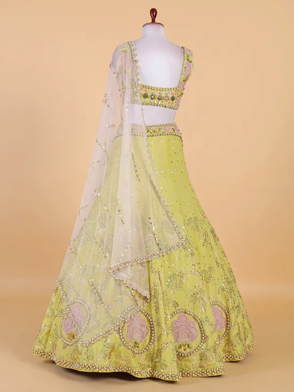 Light green silk wedding lehenga choli