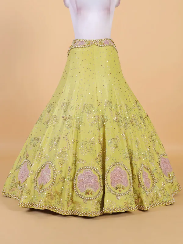 Light green silk wedding lehenga choli