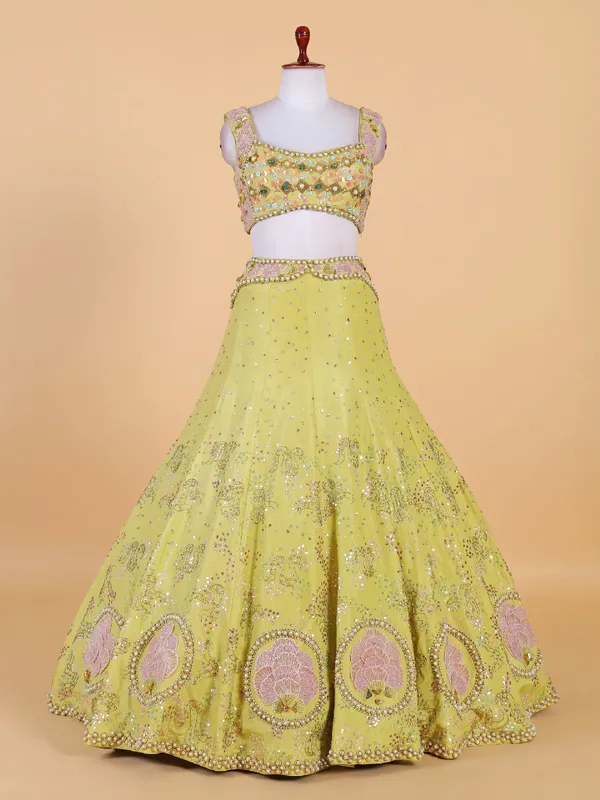 Light green silk wedding lehenga choli