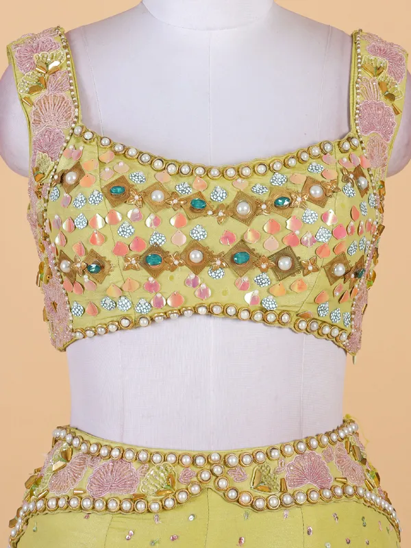 Light green silk wedding lehenga choli
