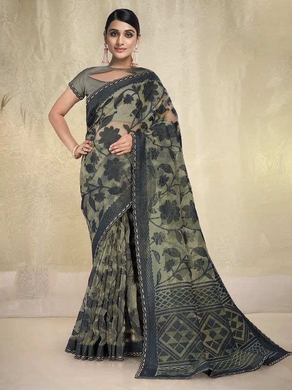 Light green tissue silk saree