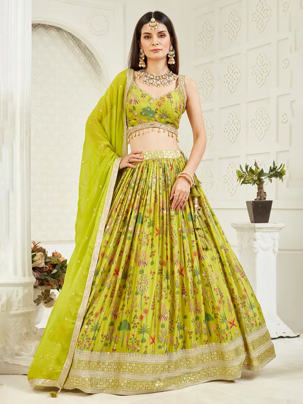 Light green wedding wear lehenga choli for women