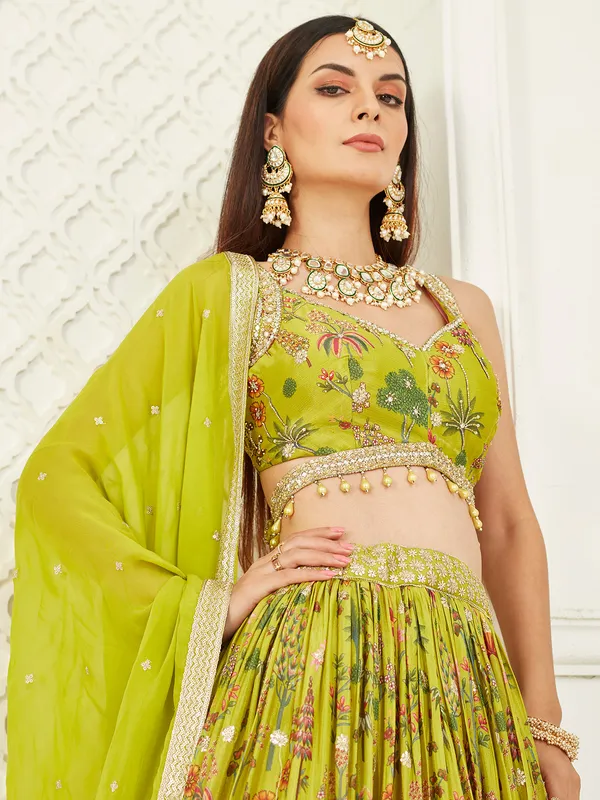 Light green wedding wear lehenga choli for women