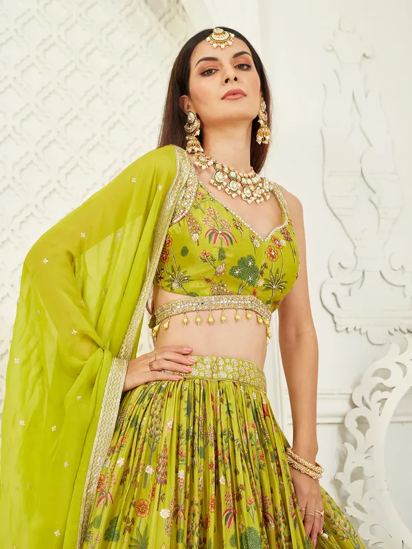 Light green wedding wear lehenga choli for women