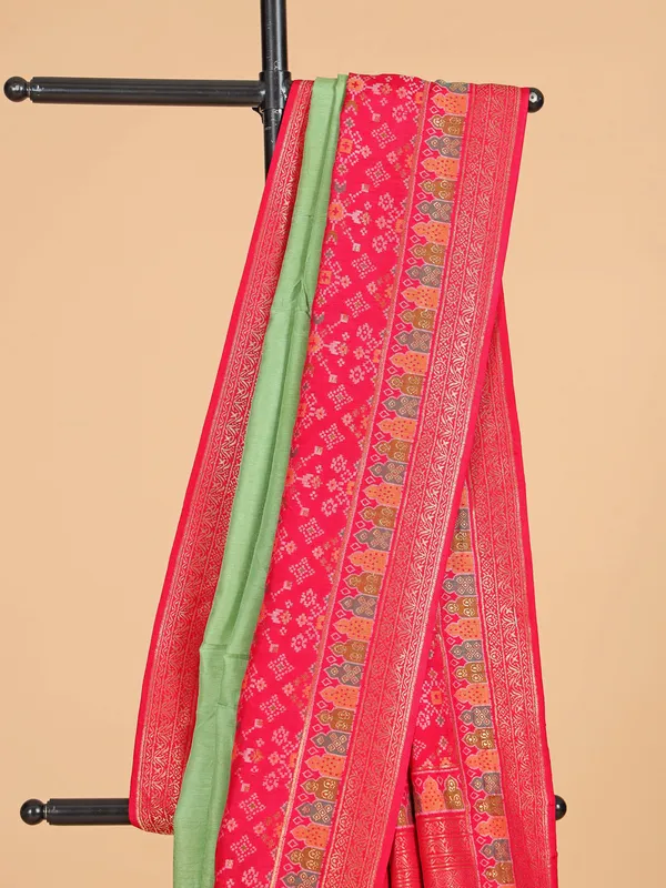 Light green zari weaving wedding style patola silk saree