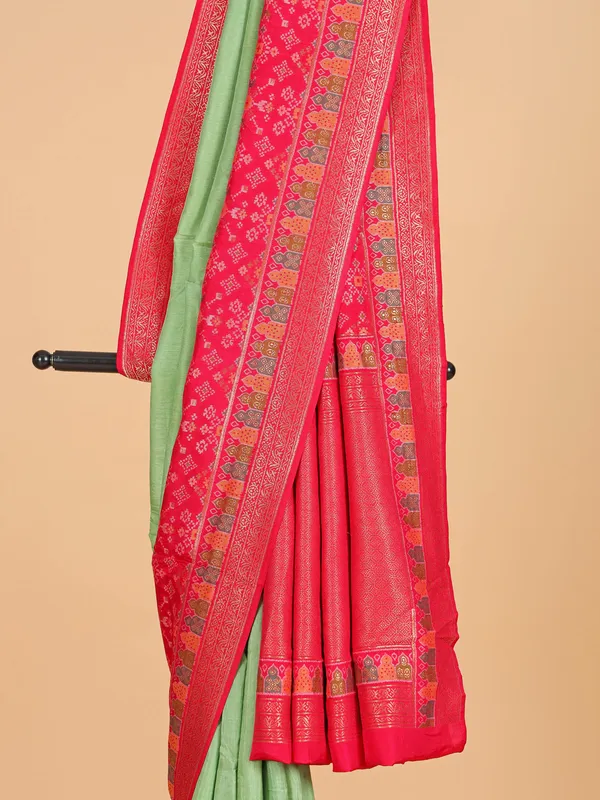 Light green zari weaving wedding style patola silk saree