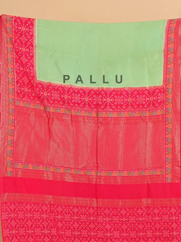Light green zari weaving wedding style patola silk saree