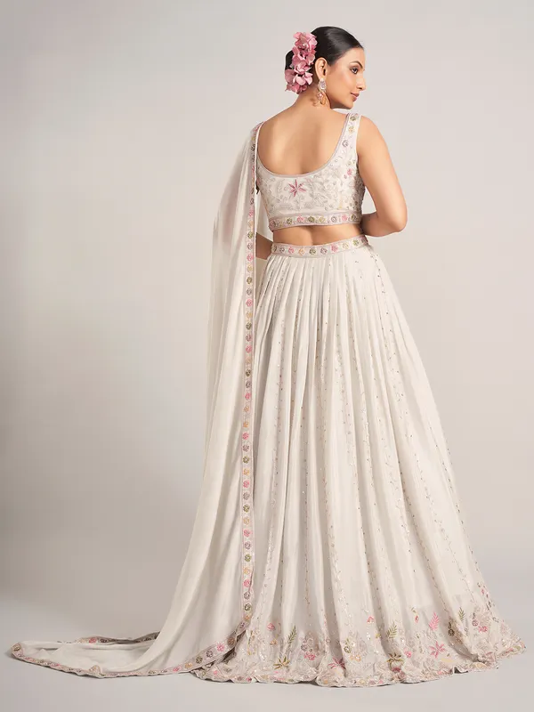 Light grey silk wedding wear lehenga choli