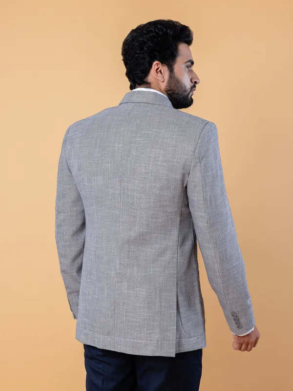 Light grey terry rayon texture blazer