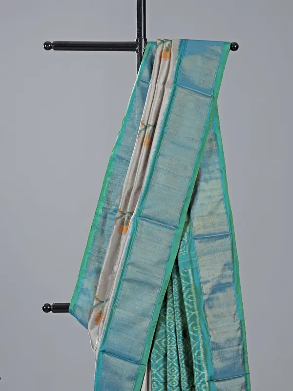 Light grey zari weaving patola silk saree for wedding