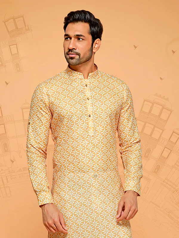 Light orange cotton kurta suit